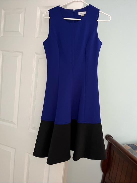 Calvin Klein Dresses & Skirts - 6 Calvin Klein Women’s Sleeveless Cobalt Blue and Black Flared Hem Dress